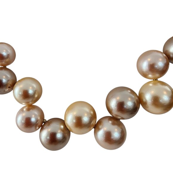 Vintage Anne Klein Faux Pearl Necklace Gold Tone Matte Finish - Picture 5 of 12